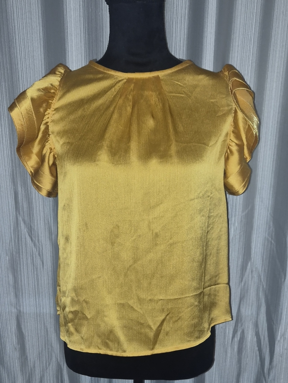iris Gold Satin Puff Sleeve Blouse